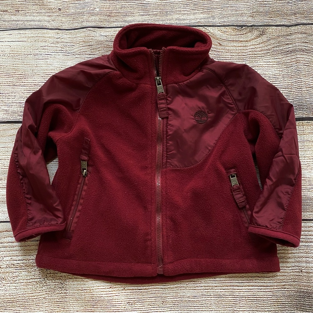 Timberland Maroon Fleece Zip-Up Jacket Boy’s Sz 24M
